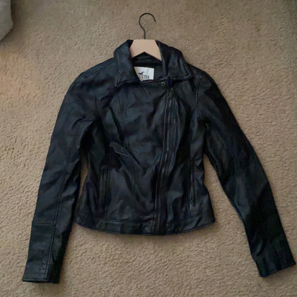 Hollister Black Faux Leather Jacket- XS